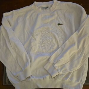 Lacoste Classic White Cotton Crewneck. Size Large. Vintage!!